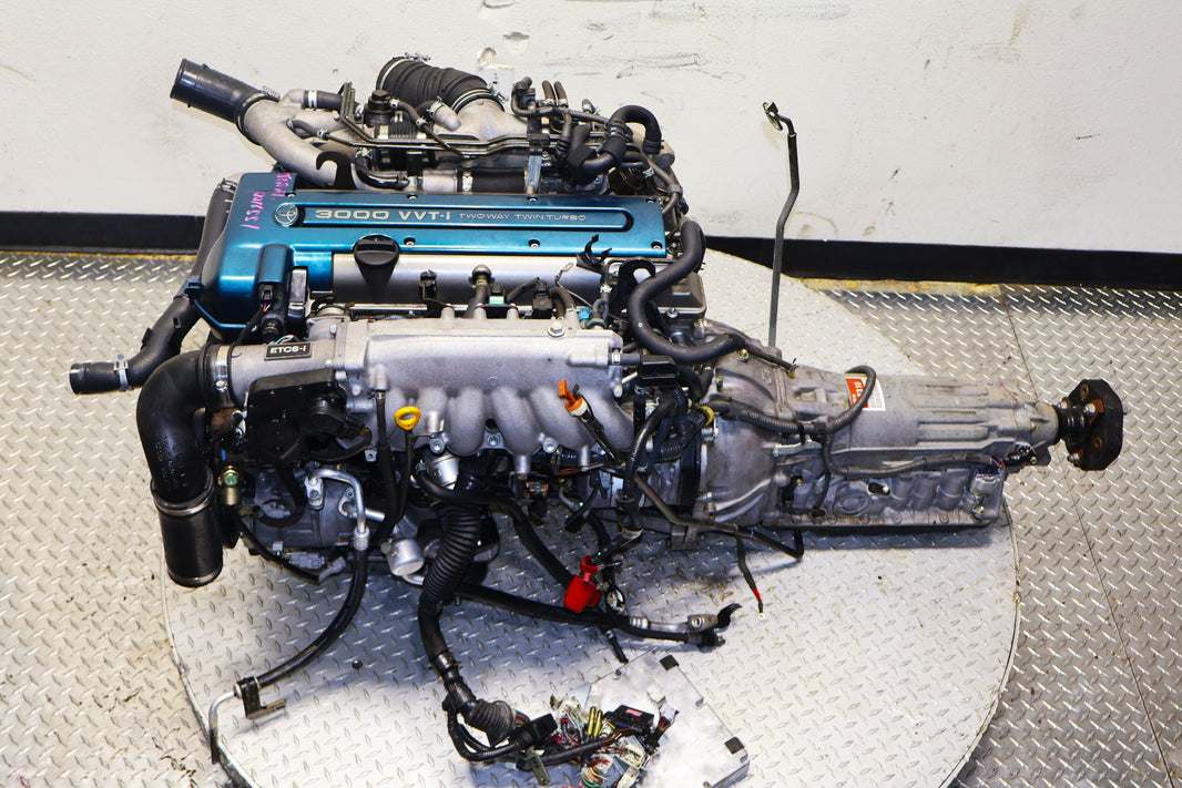 2JZ-GTE VVTi JDM Engine 3.0L I6 Twin Turbo Aristo IS300 Motor w/ AT Harness ECU