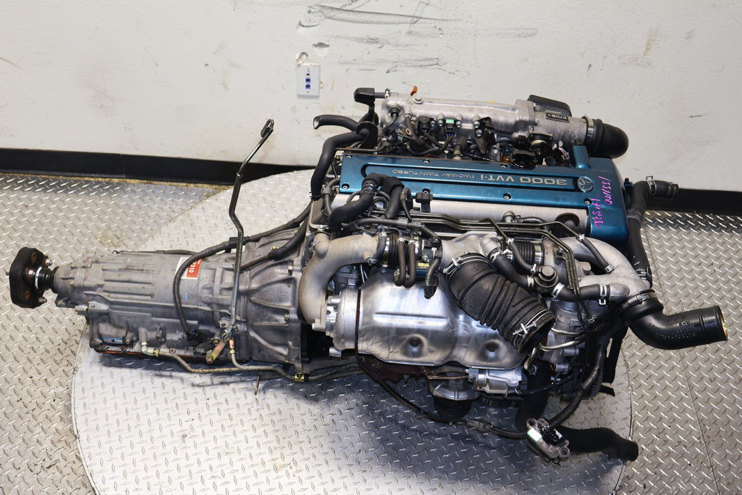 2JZ-GTE VVTi JDM Engine 3.0L I6 Twin Turbo Aristo IS300 Motor w/ AT Harness ECU